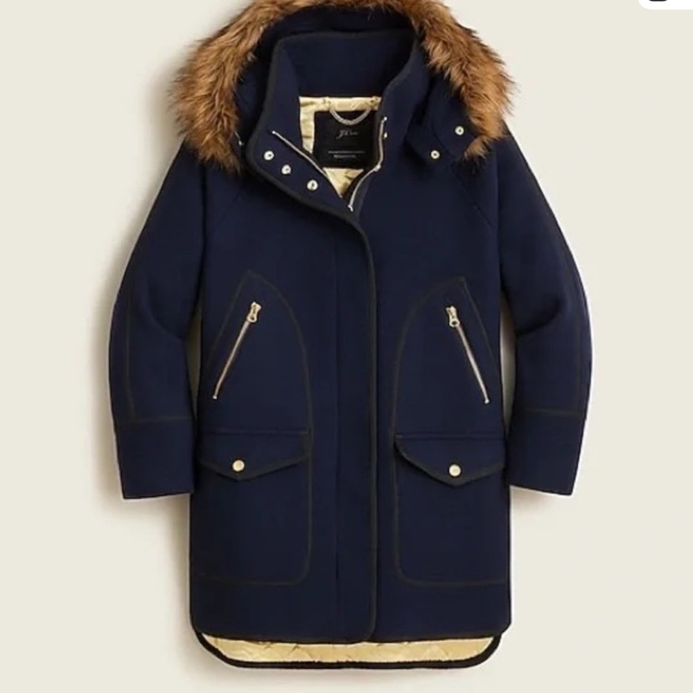 JCREW Summit Parka in Navy in Italian Stadium Cloth Wool Coat